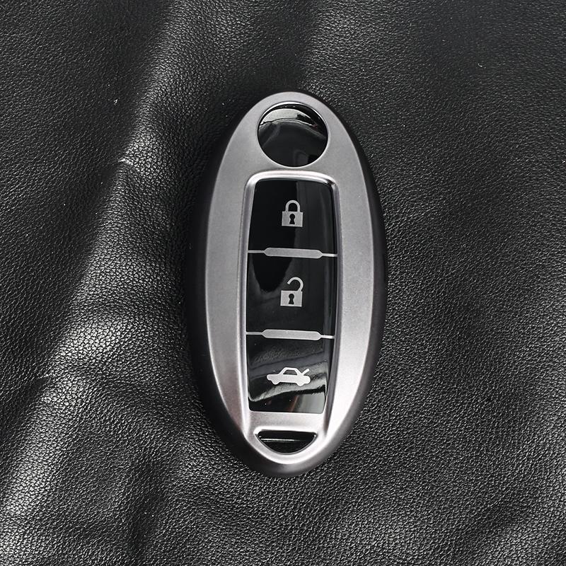 

Car Key Cover for Nissan 5 Buttons Key Case TPU Metallic Gray Keychain for Nissan Altima Sentra Rogue Pathfinder Murano Armada M