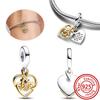 Fit Original Pantaro Charms Bracelet 925 copper Two-tone Heart Ring Mom Tree Bicycle Star Castle Candle Golden Beads DIY Zircon