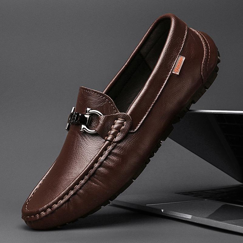Mocassini Casual Estivi in Pelle da Uomo 2024: Scarpe Slip-On Morbide, Traspiranti, alla Moda
