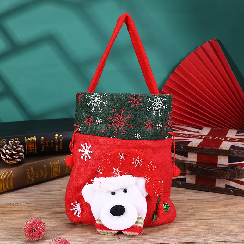 Christmas Creative English Apple Bag Cartoon Old Man Snowman Children's Gift Candy Bag Flannel Red Handbag