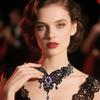 Rhinestone Halloween Necklace Pendant Halloween Clavicle Choker  Gothic Accessories