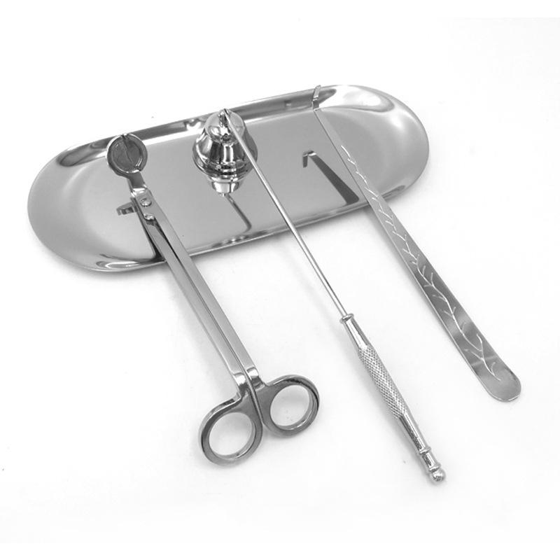 4 stk/sett Lysveke Trimmesaks Slukkerkroker Lystilbehør med Brett Rustfritt Stål Veketrimmer Dyppeverktøy