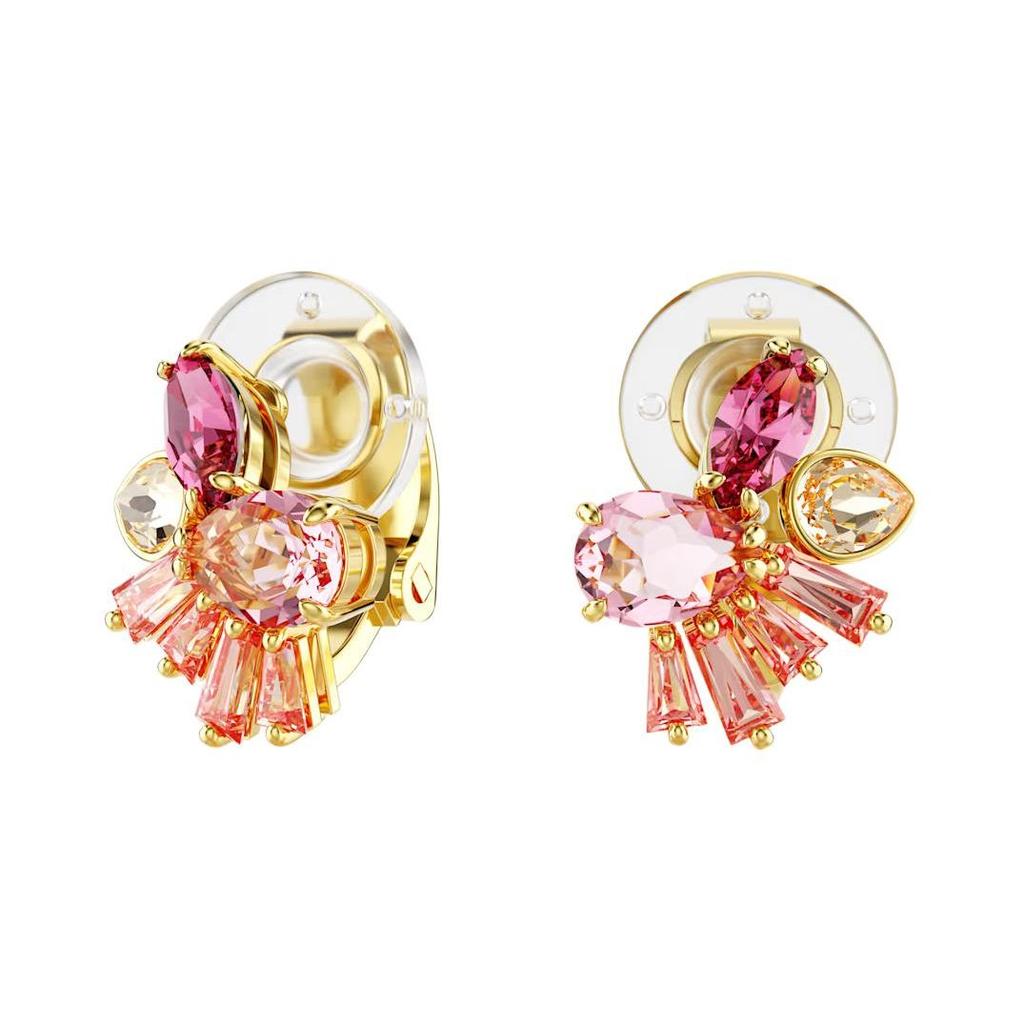Swarovski Gema Floral Design Zirkonia Gold Plated Ohrclips Damen Ohrclips Rosa 5688479