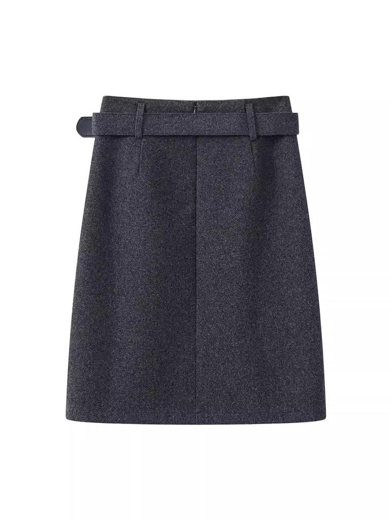 Chic High-Waisted Midi Skirt for Women, 2025 Fall/Winter: Slimming, Versatile, Knee-Length with Back Slit.