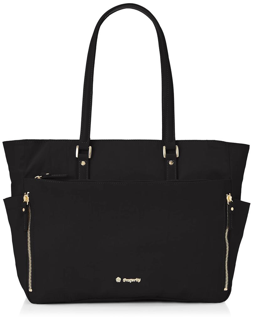 Prosperity White Business Tote Bag, Lightweight, Laptop Storage, A4B4 Size, Cowhide Leather and Nylon, PTNK-01 (Black)