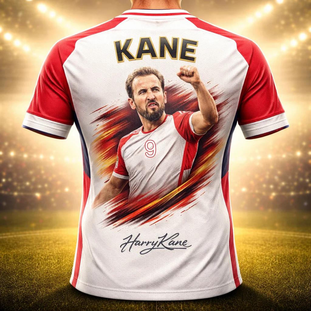 Harry Kane Estiva Abbigliamento per Bambini Stampato in 3D Maglia da Calcio T-shirt Asciugatura Rapida Traspirante Adatto per Indossare in Tutte le Stagioni
