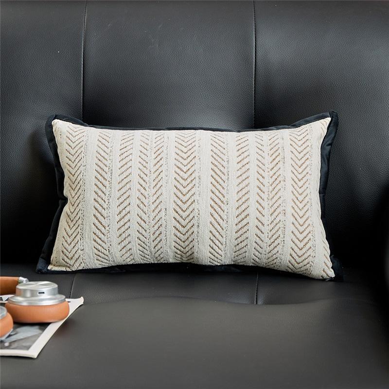 Chenille Pillow Cover, Vintage Art Sofa Cushion Cover, Herringbone Textured Decorative Throw Pillow Cover For Living Room