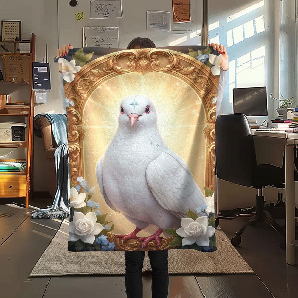 1Pc SacredBird Print Flannel Blanket, High quality Comfortable for All Seasons, Home Decor, Warmth and Comfort, Perfect for Christmas Gifts