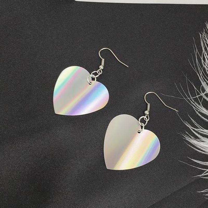Laser Sequin Heart Earrings for Women Korean Fashion Sequin Cute Love Drop Earrings Girls Statement Zircon Boucle D'oreille