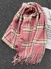 Autumn Winter Women Preppy Knit Scarf Lady Men Casual Plaid Tassel Soft Scarve Wrap Shawl Femme Male Unisex Fashion Korean New