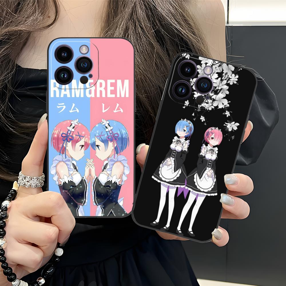 ReZero Rem Ram Matte TPU Mobile Phone Case for iPhone 17 16 15 14 13 12 11 X XR XS 8 7 Air Pro Max Plus Mini Colorful Cover
