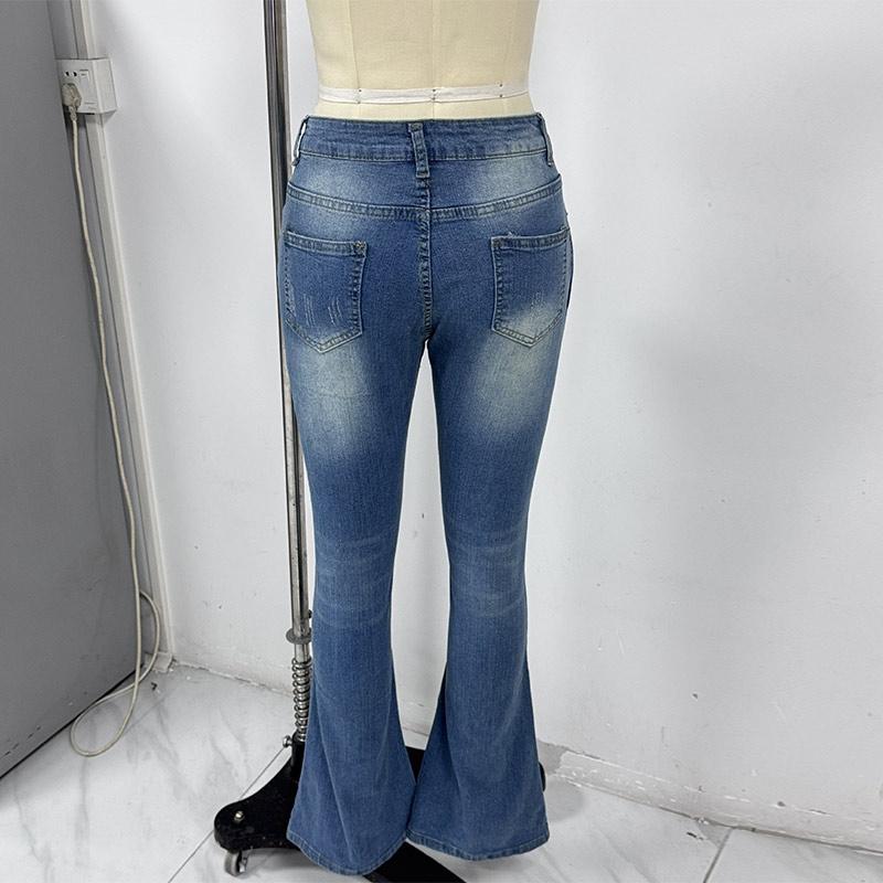 Hochelastische Schlagjeans mit hoher Taille und Hüfthebung für Damen, Pendelmode, Denimhosen für Frühling und Sommer