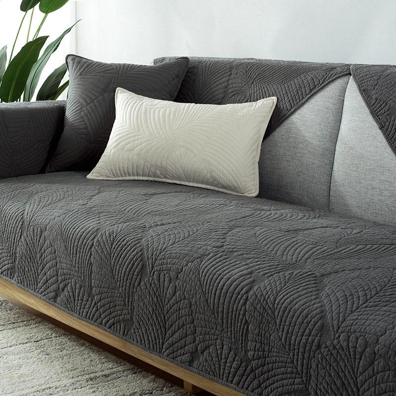 Nordischer Einfacher Einfarbiger Sofakissenbezug Universell für Alle Jahreszeiten, Rutschfester Baumwoll-Sitzkissenbezug aus Reiner Baumwolle, Einfaches Modernes Sofabezug-Handtuch
