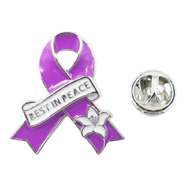Versatile Peace Rest In Peace Brooch Pin With Ribbon Flower Accent Easy To Pair Outfits For Event Secure Closure