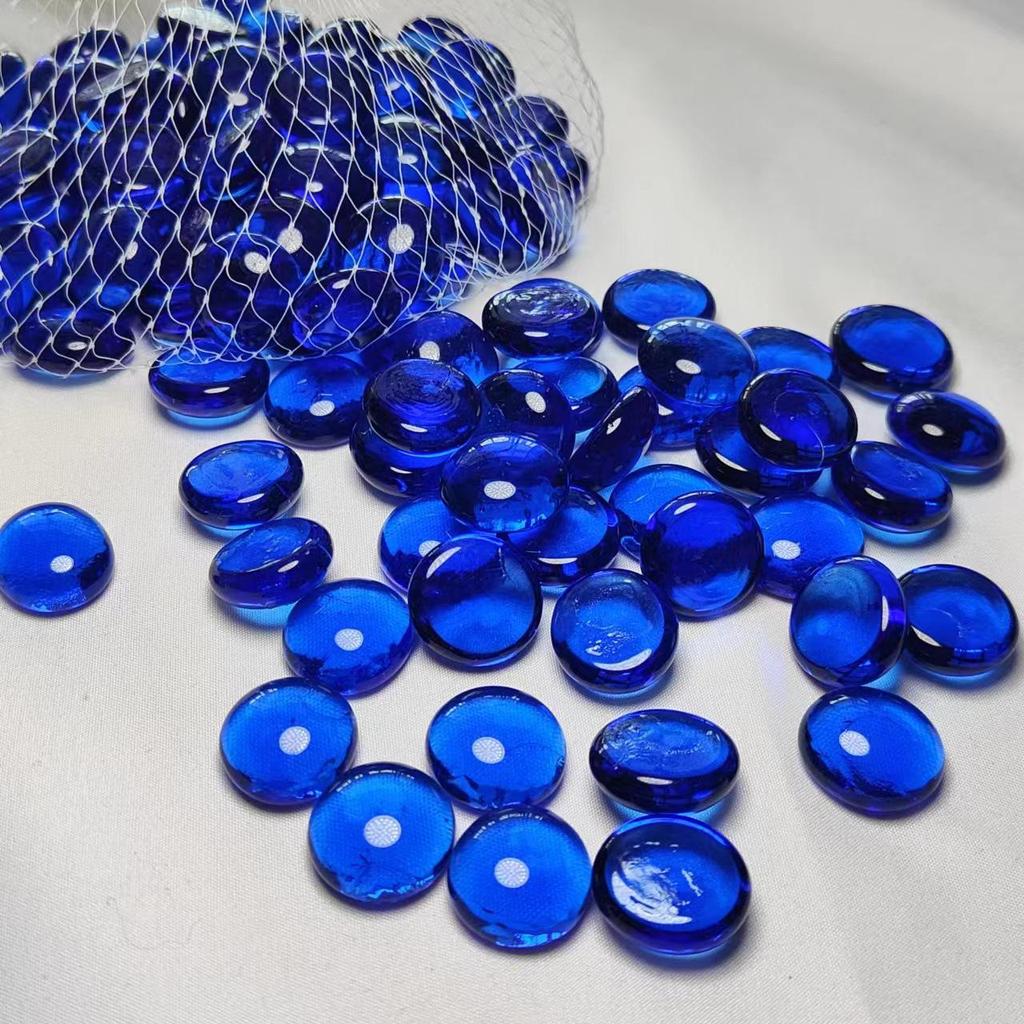 Sky Blue Transparent Glass Beads for Stove Decoration, 16-19mm Mediterranean Flat Crystal Beads