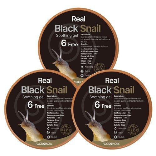 

[FoodaHolic](1+1+1) FoodaHolic Real Black Snail Soothing Gel 300ml / Snail Cream Soothing Gel Quick Moisturizing Elasticity Care_631373