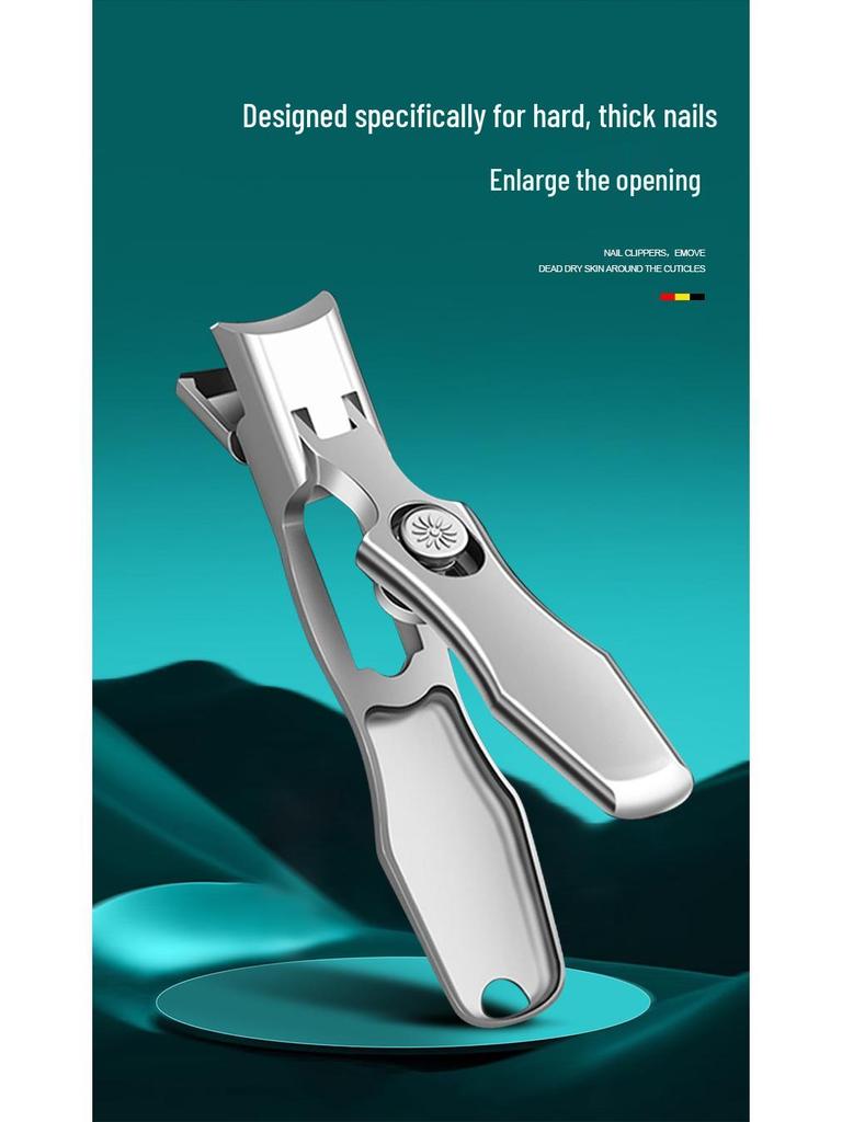 Anti-Splash Self-Locking Nail Clippers for Thick Toenails, Large Opening, 3CR13 Steel