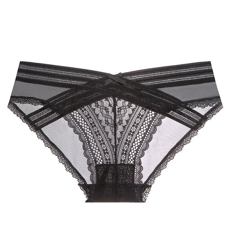 Sexy lace panties French ultra-thin see-through crotch pure cotton women's panties hip-lifting low-rise briefs