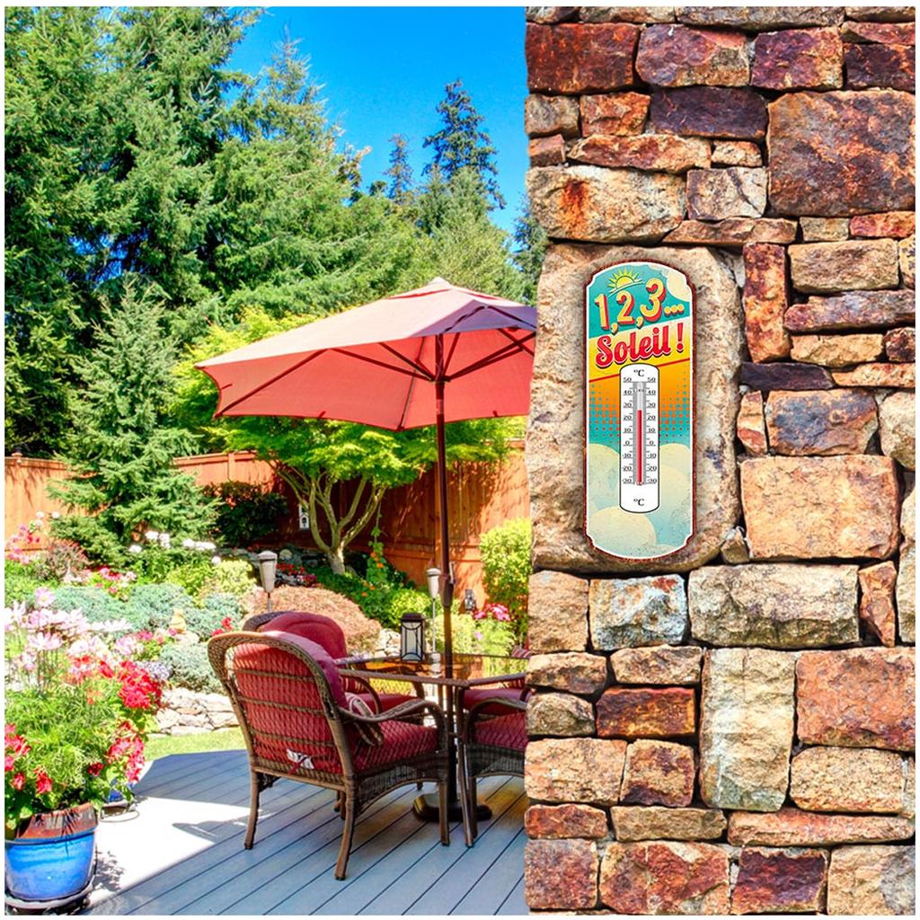 Les Trésors De Lily [A2928] - Humorous Metal Thermometer '1-2-3 Sun! ' Multicolored - 25x10 Cm