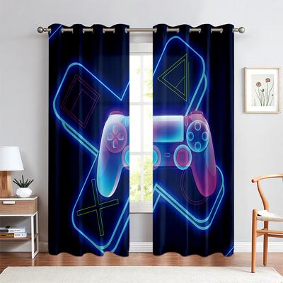 2 Pezzi Soggiorno, Camera da Letto, Sala Giochi, Tende Decorative Personalizzate Traslucide con Stampa di un Fantastico Controller da Gioco