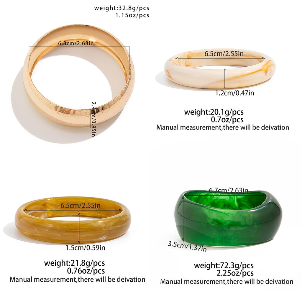 Ingemark Trendy Vintage Green Resin Thick Chunky Bangles for Women 2025 New Exquisite Stacking Up Bracelet Daily Party Jewelry