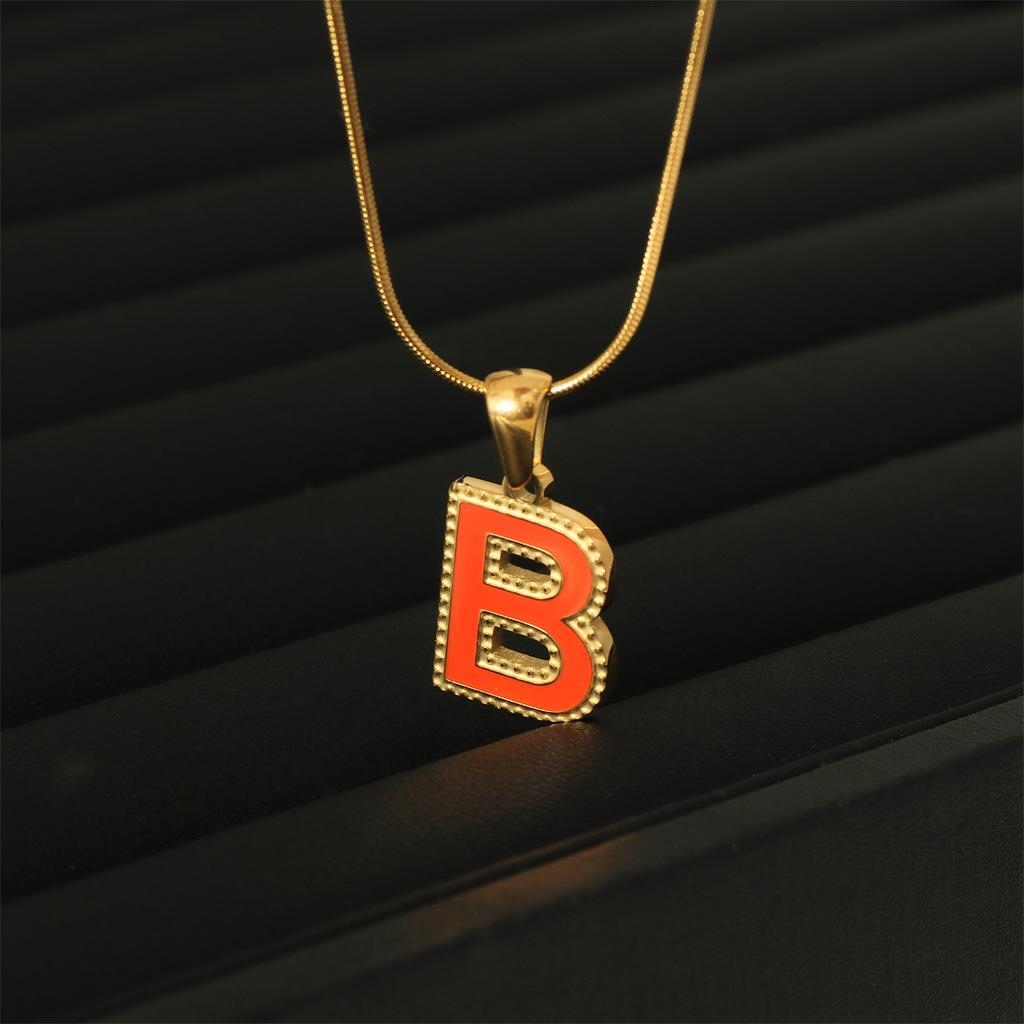 New Round Snake Necklace English Letter Necklace Dripping Oil Pendant Fashion Design Jewelry