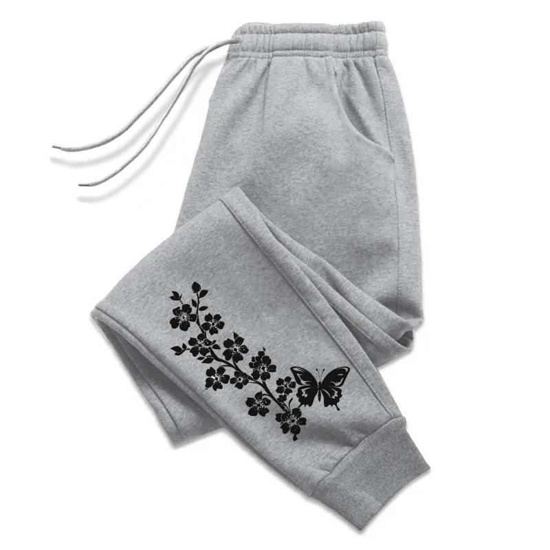 Women's Butterfly Printed Sweatpants High Quality Casual Sport Trousers Ladies Home Outdoor Comfortable Jogging Pants