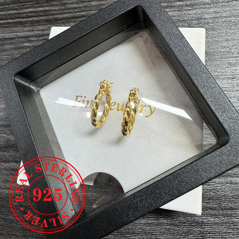 Novel Twisty Design Hoop Earrings for Women  Sterling Silver Luxury Ear Accessories Delicate Gorgeous Party Jewelry