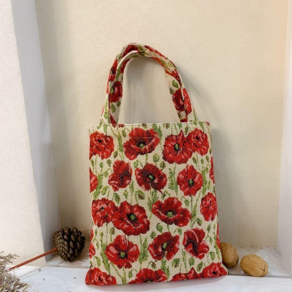 

Vintage Vintage Shoulder Bags Tulip Flower Printed Retro Flower Handbag Holiday бежевий