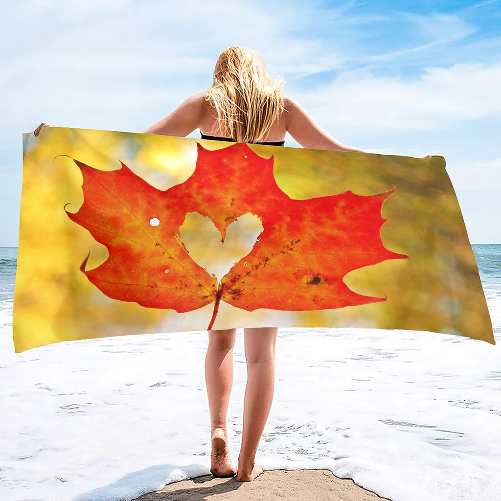 Leaf Pattern Printing Series Seaside Vacation Beach Towel Swimming Bath Towel Sports Towel