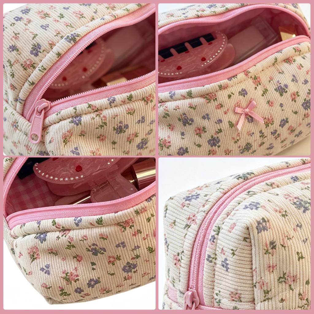 Roses Print Cosmetic Bag Zipper Closure Stylish Storage Bags Portable Organizer for Shopping And Outdoor Family Outings