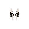 Swarovski Swan Drop Earrings Swan/Black/Rose Gold-tone Plated