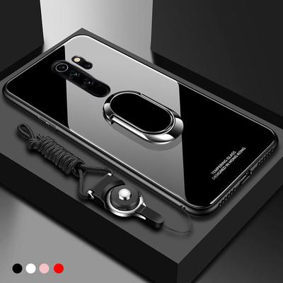 For Xiaomi Redmi Note 8 10 Pro Case Hard Tempered Glass Ring Magnet Holder Phone Case For Redmi Note 8A 9 Pro 10 Lite Soft Frame Shockproof Back Cover
