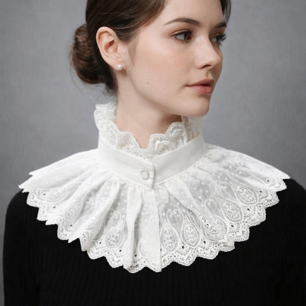 High Neck Fake Collar White Cotton Ruffle Collar Removable Detachable Collar  Blouse Decoration