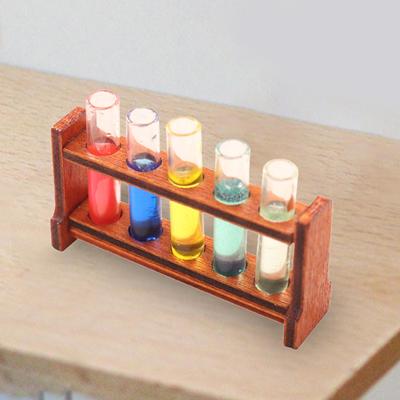 1/12 Scale Dollhouse Test Tube Tiny with Holder Simulation Wood Furniture Model for