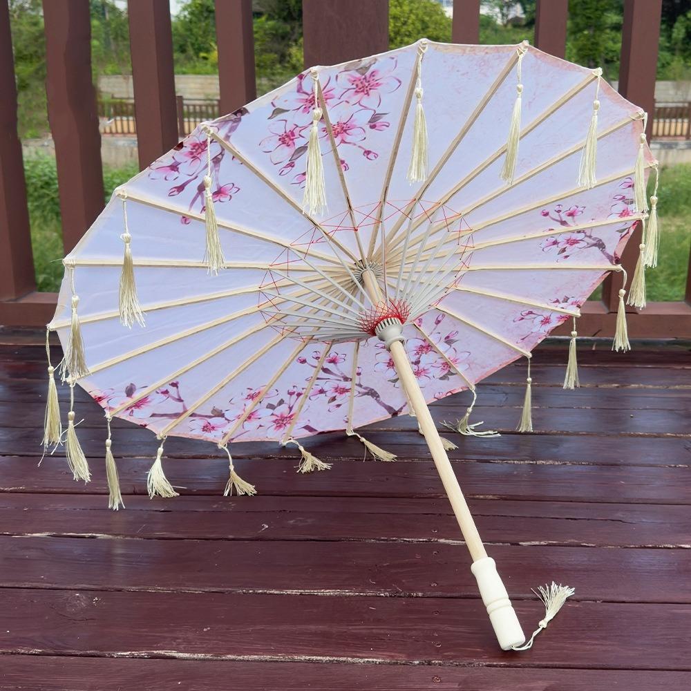 70cm Classical Oil Paper Umbrella Chinese Style Tassel Umbrella Silk Fabric Tassel Umbrella  Girls