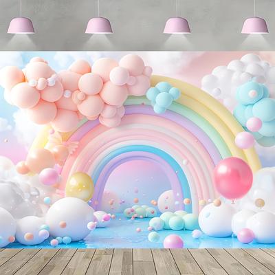 Colorful Balloon Decoration Background Cloth, Birthday Party Decoration Background Decoration Hanging Cloth Photography Props