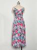 2023 Summer Bestseller: Women's V-neck Spaghetti Strap Print Dress - European & American Style, Waist-Cinching Design