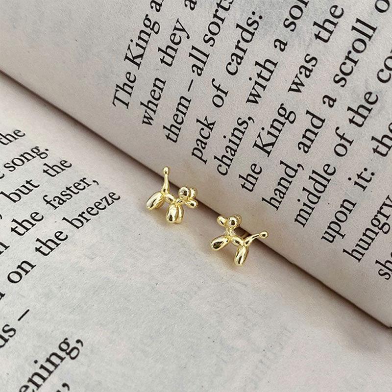 Korean Style Needle Personality Balloon Puppy Stud Earrings - Retro Fashion Simple Hip Hop Jewelry for Women