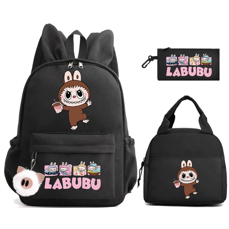 3Pcs/set Cute Printed Backpack Lunch Bag Pencil Case Children Girl Boy Mokoko Student Schoolbag Zimomo Kid Gift Mochila