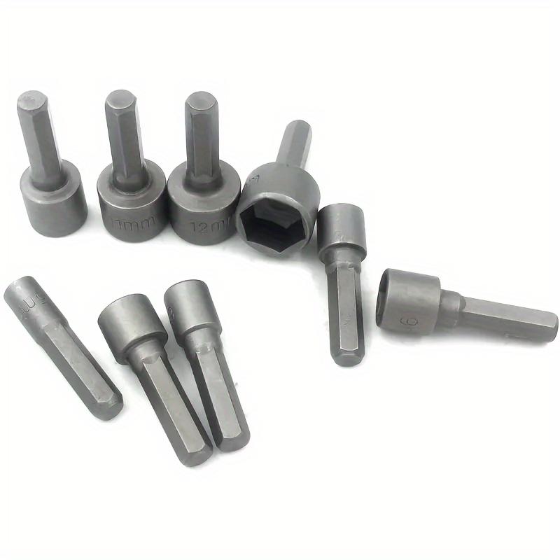 9pcs Wind Batch Sockets, Heat Treatment, 6.35mm Hexagonal Side-by-side, 5-13mm Caliber