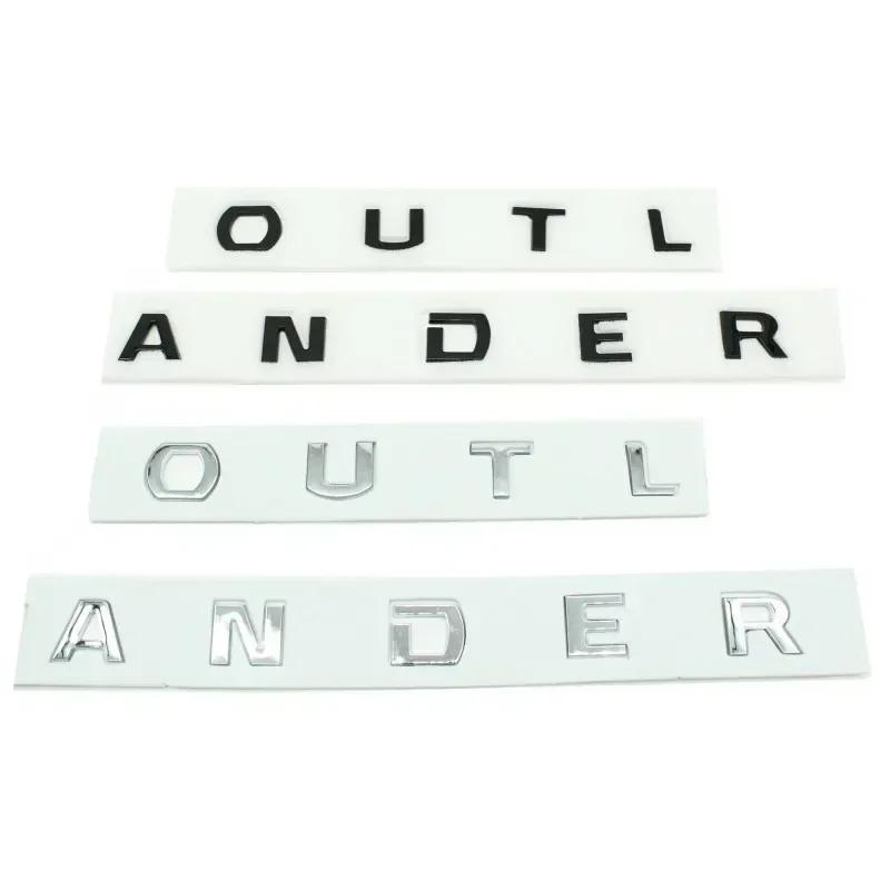 For Mitsubishi 13-19 Outlander Letters Bonnet Badge Front Hood Emblem 3D ABS Stickers Chrome Black Car Styling Accessories