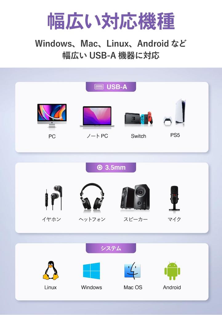 NOSTALSIC USB Audio Conversion Adapter To External Sound Card with DAC Supports Direct Insert Type Dedicated Earphones Compatible with USB2.0 3.5mm
