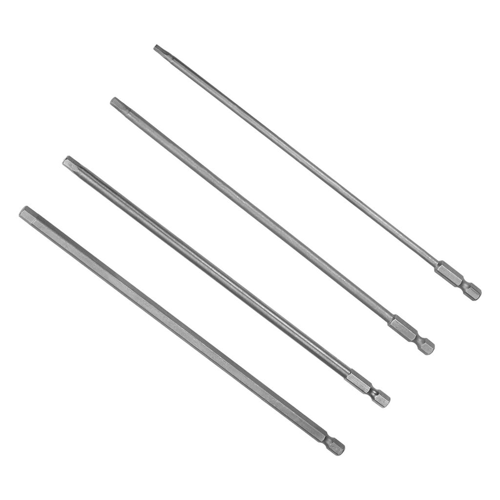 CoCud Hex Head Wrench Bit Hex 200mm S2 Alloy Steel Driver Bits Power Set of 4 Set, H3, H4, H5, H6, 1/4" Shank, Long, - (For Drills) -