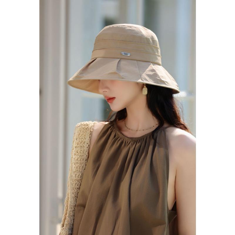 

Панама женская новая легкая солнцезащитная панама с козырьком нишевая плиссированная летняя шляпа от солнца детская хаки