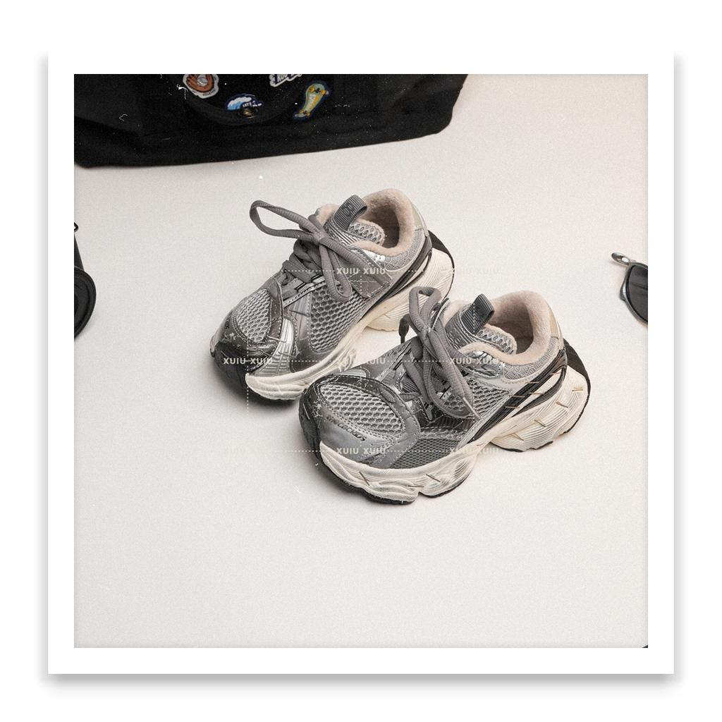 XSHX "Paris Staples" Children's Dad Sneakers Autumn and Winter Men's and Women's Velcro Parent-Child [Wenzhou Shoes]