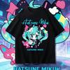 Japansk Anime Hatsune Miku Unisex T-shirts Dam t-shirts Harajuku Street Casual Mode Bomull Kortärmad Mjuk och Andningsbar
