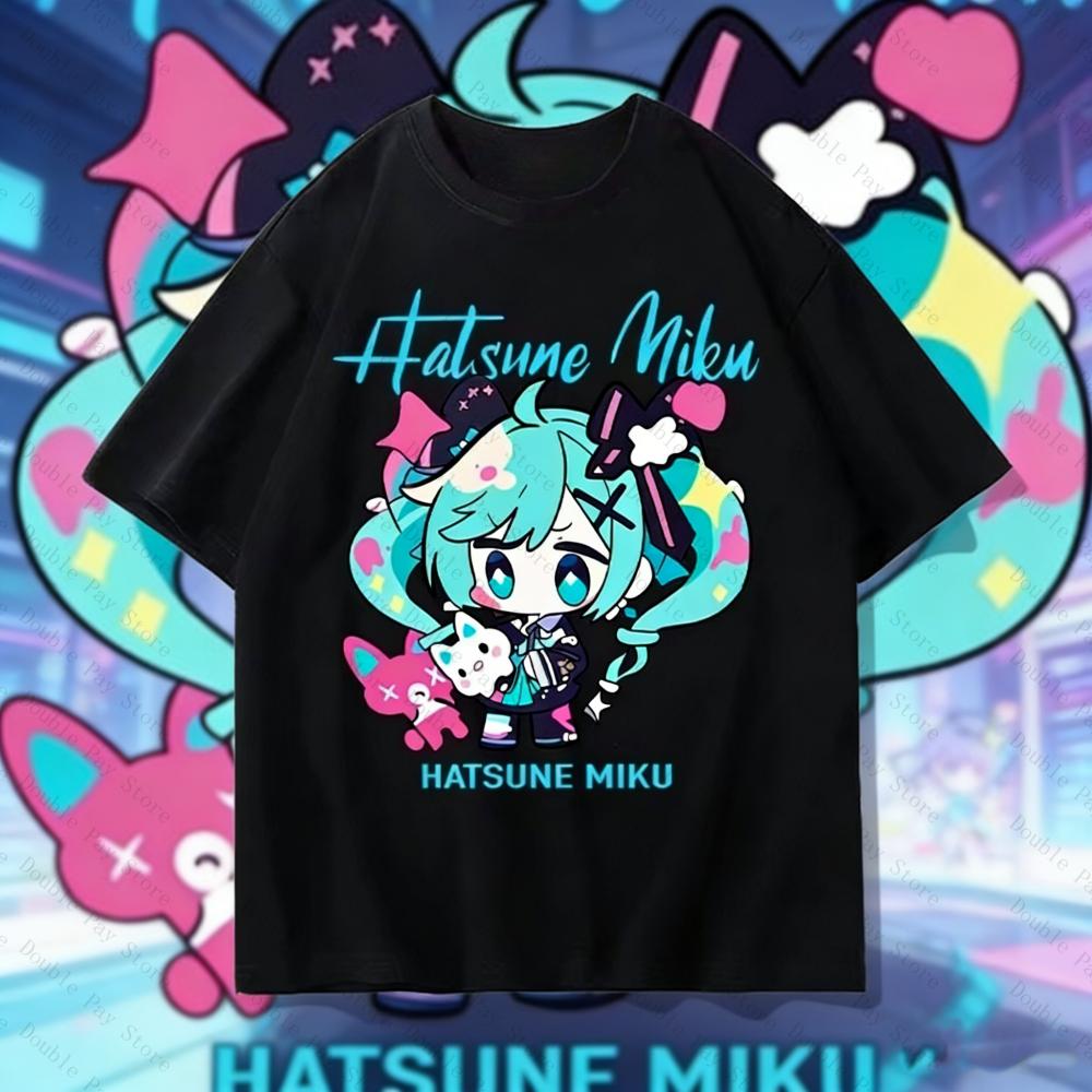 Japanese Anime Hatsune Miku Unisexs Shirts Women tshirts Harajuku Street Casual Fashion Cotton Shortsleeve Soft and Breathable