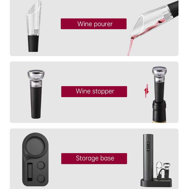 1PCS/1SET Electric Wine Opener Automatic Wine Bottle Corkscrew with Aerator Pourer Foil Cutter for Kitchen Bar Tool Party Gift 6
