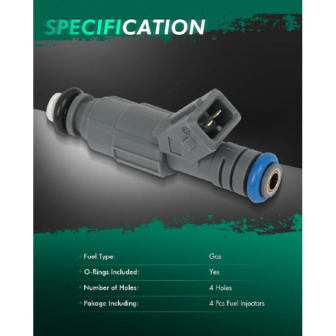 SCITOO FJ303 4Pcs 4 Holes Fuel Injectors fit for Ford for Contour 2.0L 1999 2000, for Ford for Escape 2.0L 2001 2002 2003 2004, for Mazda for Tribute